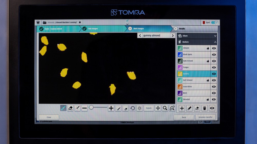 TOMRA 4C坚果分选机上分类器的截图